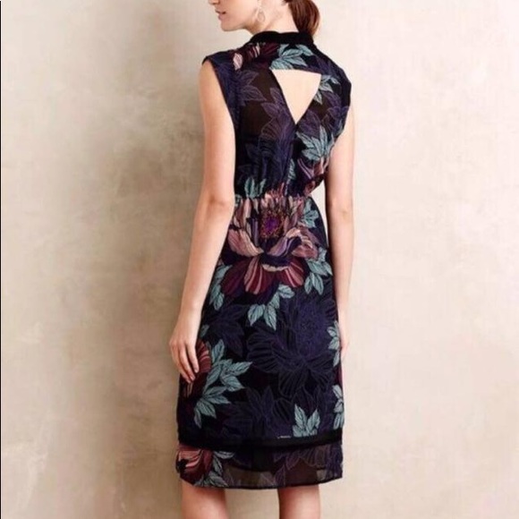 Anthropologie Maeve Floral Bretin tie neck Dress - Picture 2 of 6